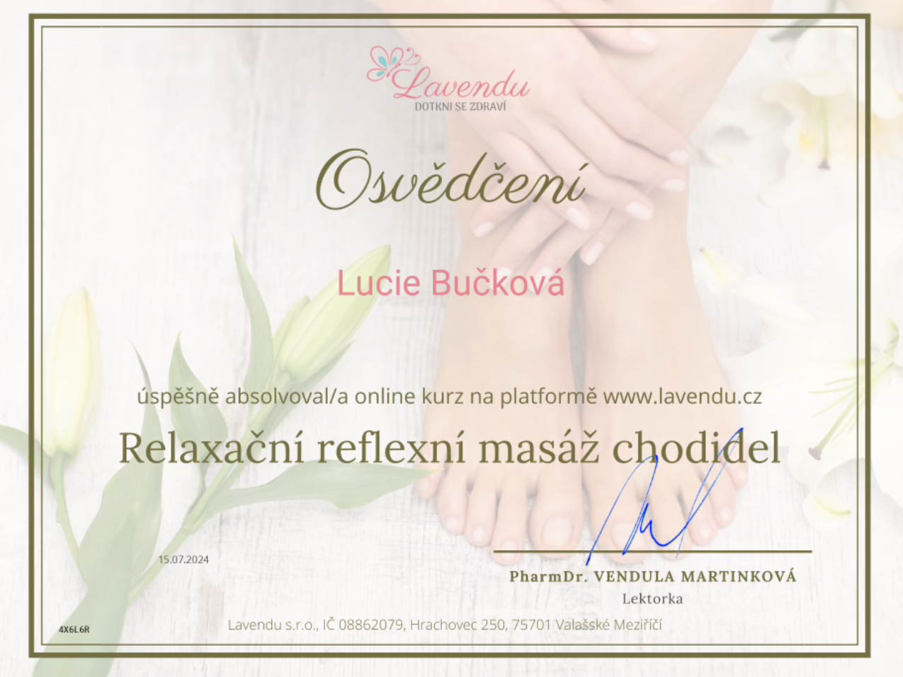 Certifikát Bučková 8