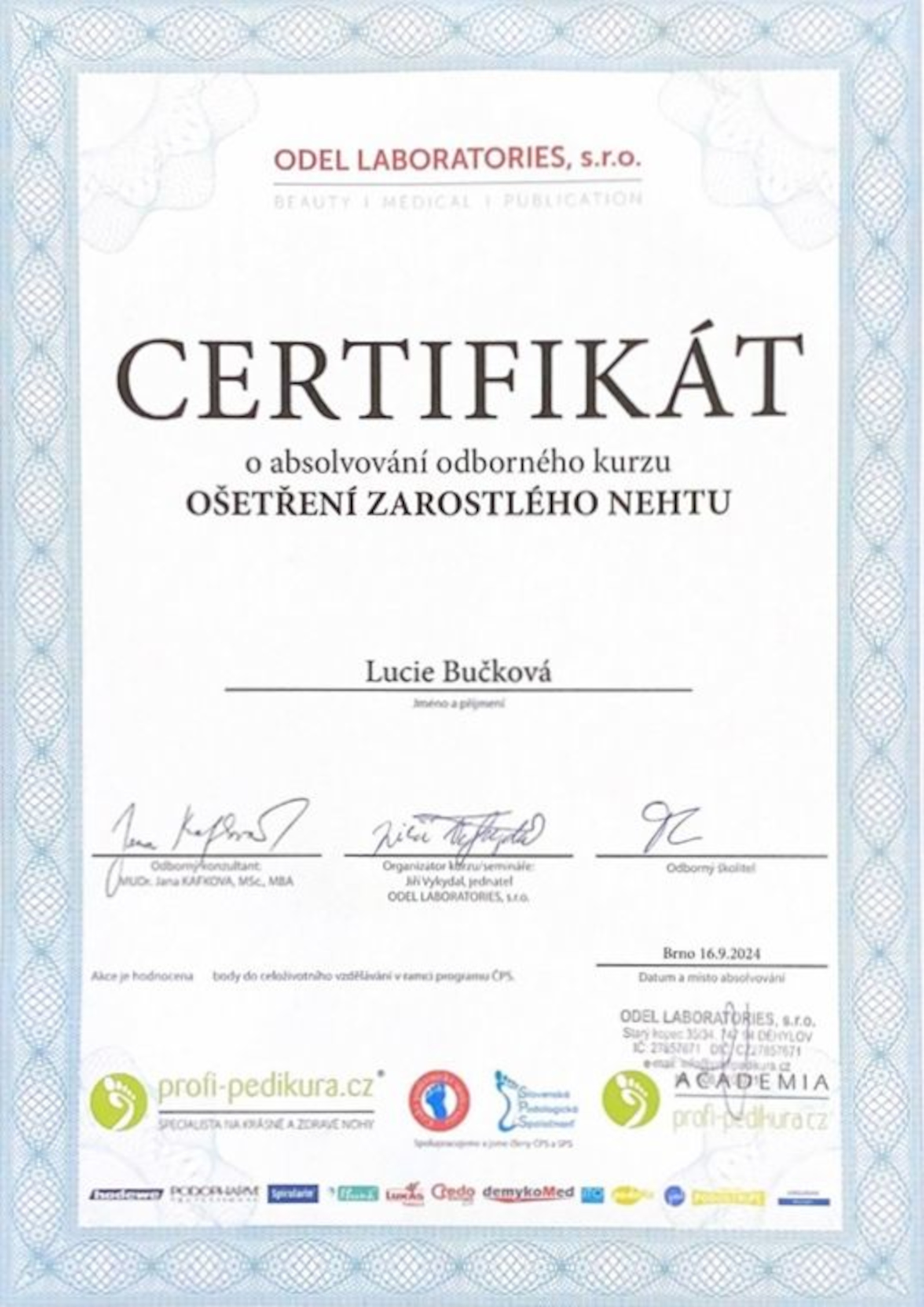 Certifikát Bučková 2