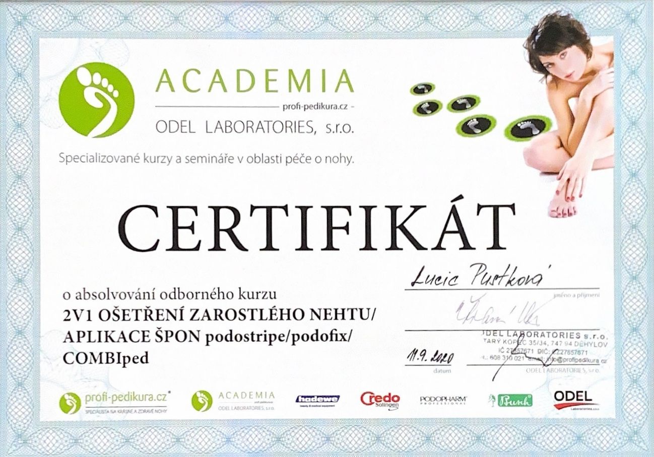 Certifikát Pustková 6